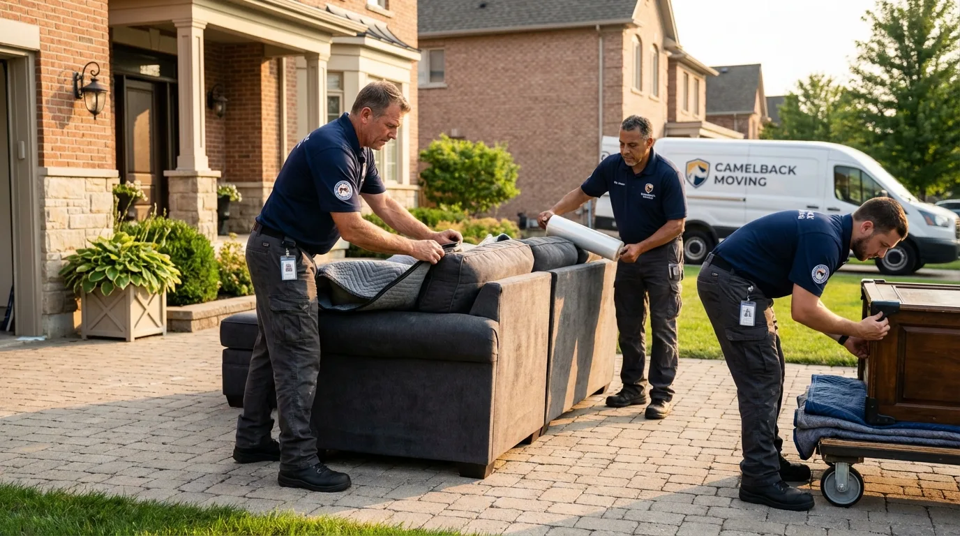 Large estate moving crew wrapping furniture in Montello, WI